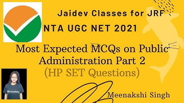 Most Expected MCQs on Public Administration Part 2 I NTA UGC NET/SET I Meenakshi Singh