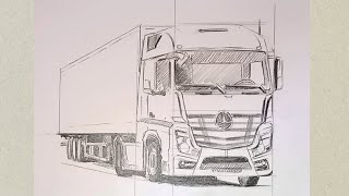 Adım Adım Kolay Mercedes Tır Çizimi - Easy Mercedes Truck Drawing Step by Step #drawing #çizim