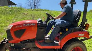 How Steep can you mow? Kubota BX 2380 on 26 degree slope.