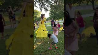 Girl accidentally hits boy with stick after striking pinata