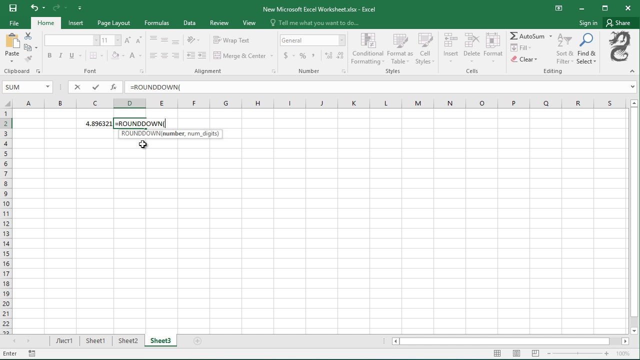 How to use ROUNDDOWN function in Excel - YouTube