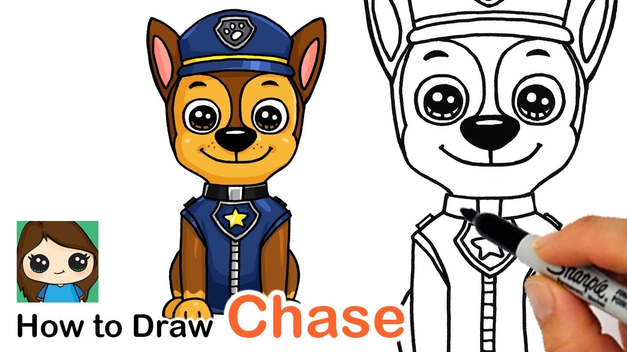 How To Draw Chase Easy Paw Patrol