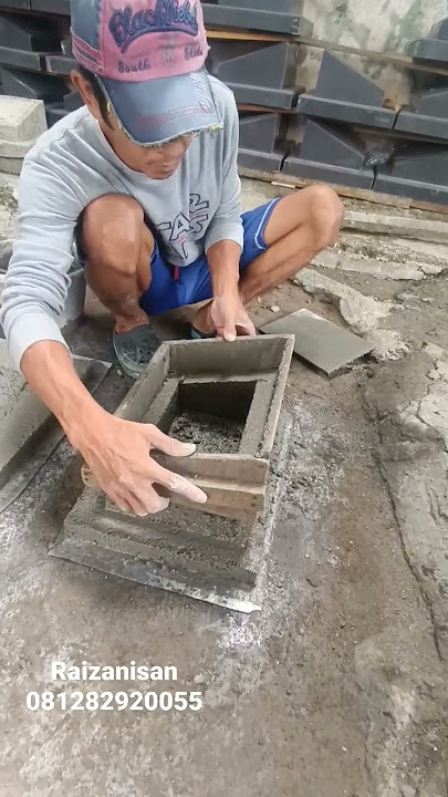 proses  dasa pembuatan kepala nisan granit cor
