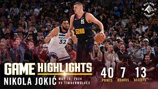 Nikola Jokić Full Game Five Highlights vs. Timberwolves 🎥
