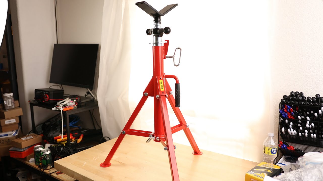 VEVOR Heavy-Duty Pipe Stand Adjustable Folding Pipe Jack Stand