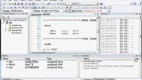 How to debug a 32 bit assembly language program in Visual Studio 2008