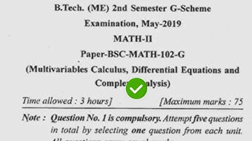 2019 Mdu BTech 2nd Sem Mathematics Question Paper