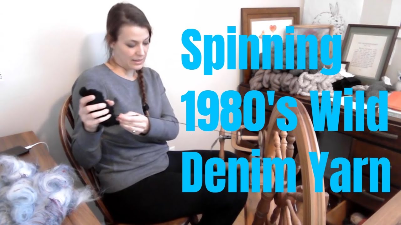 Spinning 1980's Wild Denim Spiral Art Yarn
