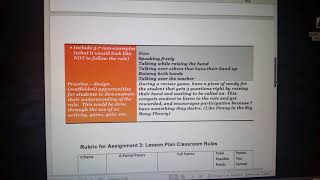Assignment 3: Lesson Planning for a Classroom Rule