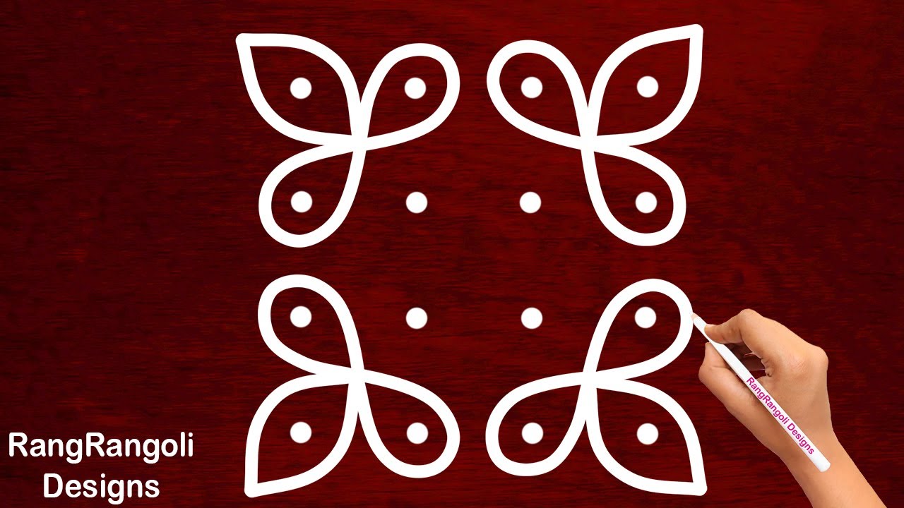 Beautiful Simple 4X4 Dots Rangoli Designs | Easy Creative Muggulu Kolam ...