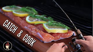 Catch Clean Cook Trout On Cedar Plank | Cedar Planked Grilling | Catch And Cook