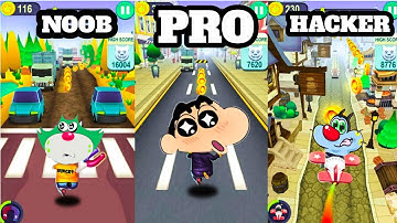 NOOB vs PRO vs HACKER | In Cat runner | with Oggy and sinchan jack| StonixplayZ