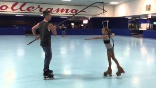 11yr old double axel & triple salchow roller figure skating on harness