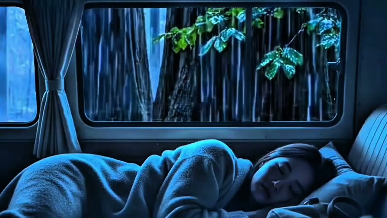 Sound for sleep - ASMR torrential rain on car sound rain in roof car