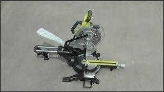 Unboxing and setup of a Ryobi sliding compound miter saw model TSS102L.