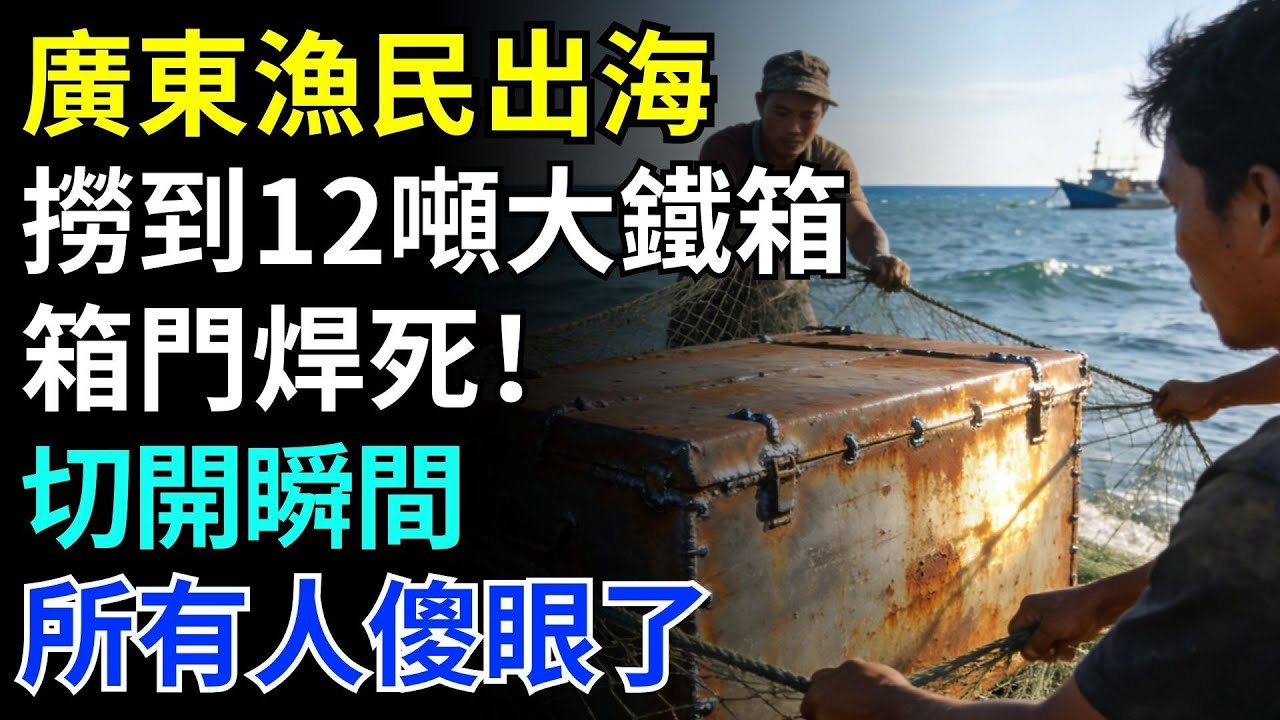 廣東漁民出海撈到12噸大鐵箱，箱門焊死！切開瞬間所有人傻眼了#奇聞#怪事兒