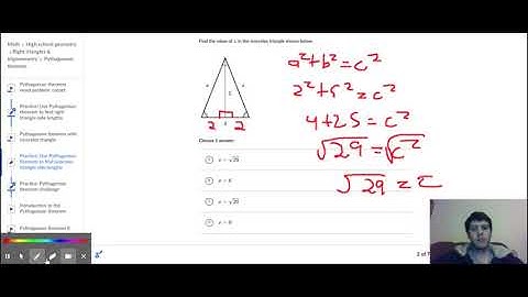 Use Pythagorean theorem to find isosceles triangle side lengths (practice) | Khan Academy