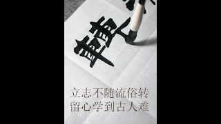 书法欣赏:立志不随流俗转,留心学到古人难。 #书法
