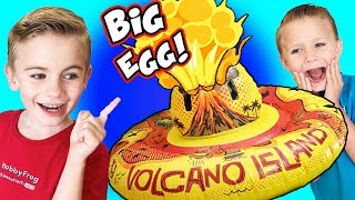 World's Biggest VOLCANO Egg! Blasts Surprises + Floating Fire Island Experiments HobbyKidsTV