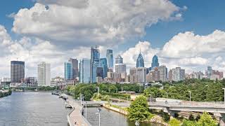 Philadelphia Skyline and Summer Clouds 4K Timelapse