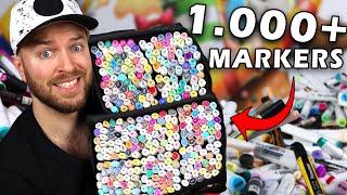 Coloring using EVERY SINGLE MARKER I own - Over 1000 Pens !!