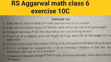 RS Aggarwal math class 6 exercise 10C solutions ।। Class 6 chapter 10C RS Aggarwal math
