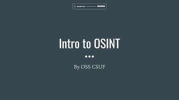 Intro to OSINT
