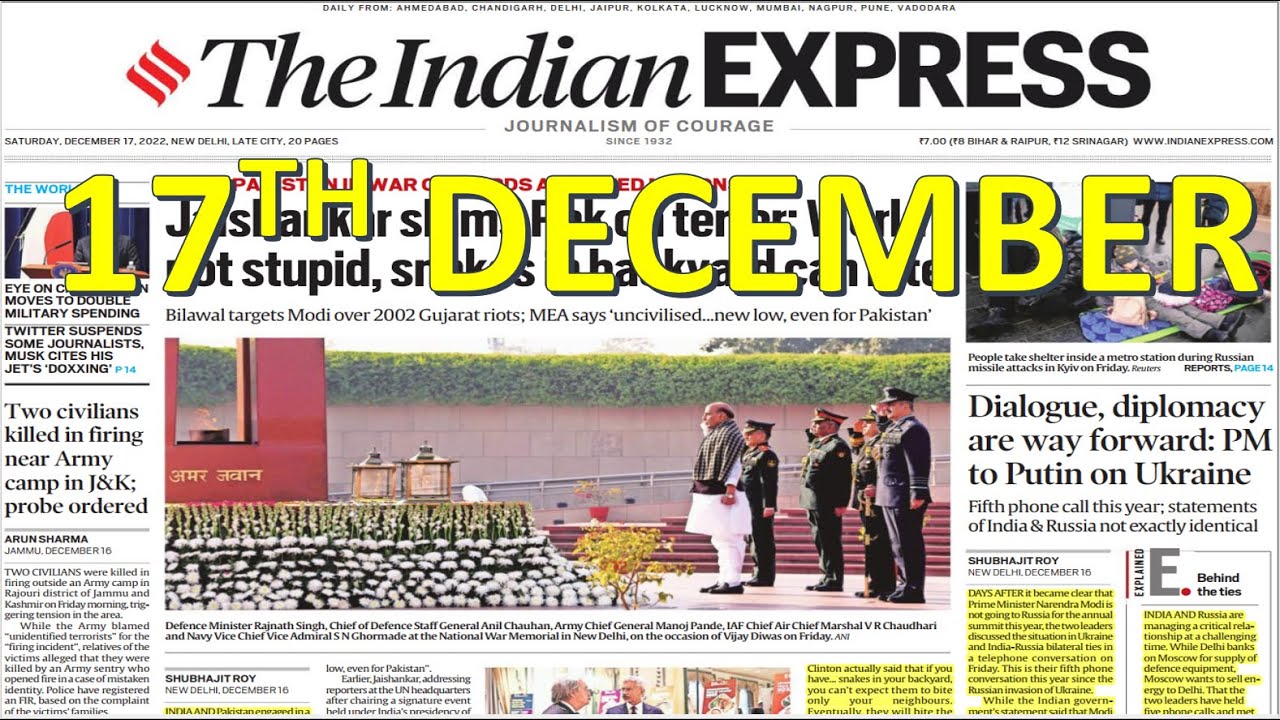 17th December 2022 | Indian Express newspaper Analysis I इंडियन ...