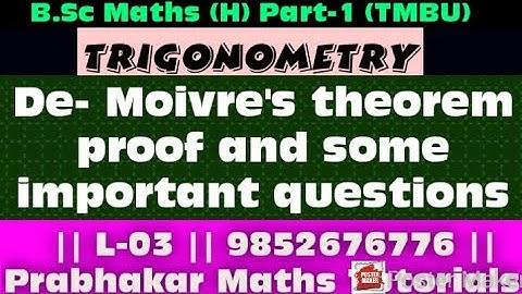 #DeMoivresTheorem #Trigonometry #BScPart-1 #L-03  #TMBU #Paper-1 #Group-C #ImportantQuestions