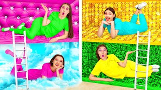 ベッドの下の秘密の部屋四色チャレンジ | 子育てハック HAHANOM Challenge