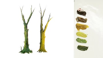 How to Paint  Tree Trunks with Acrylic - easy drawing - Step By Step - painting ll THE ART_OFFICIAL