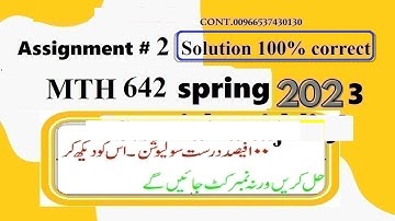 mth 642 assignment 2 solution spring 2023|mth642 assignment 2 solution 2023|mth642 assignment 2