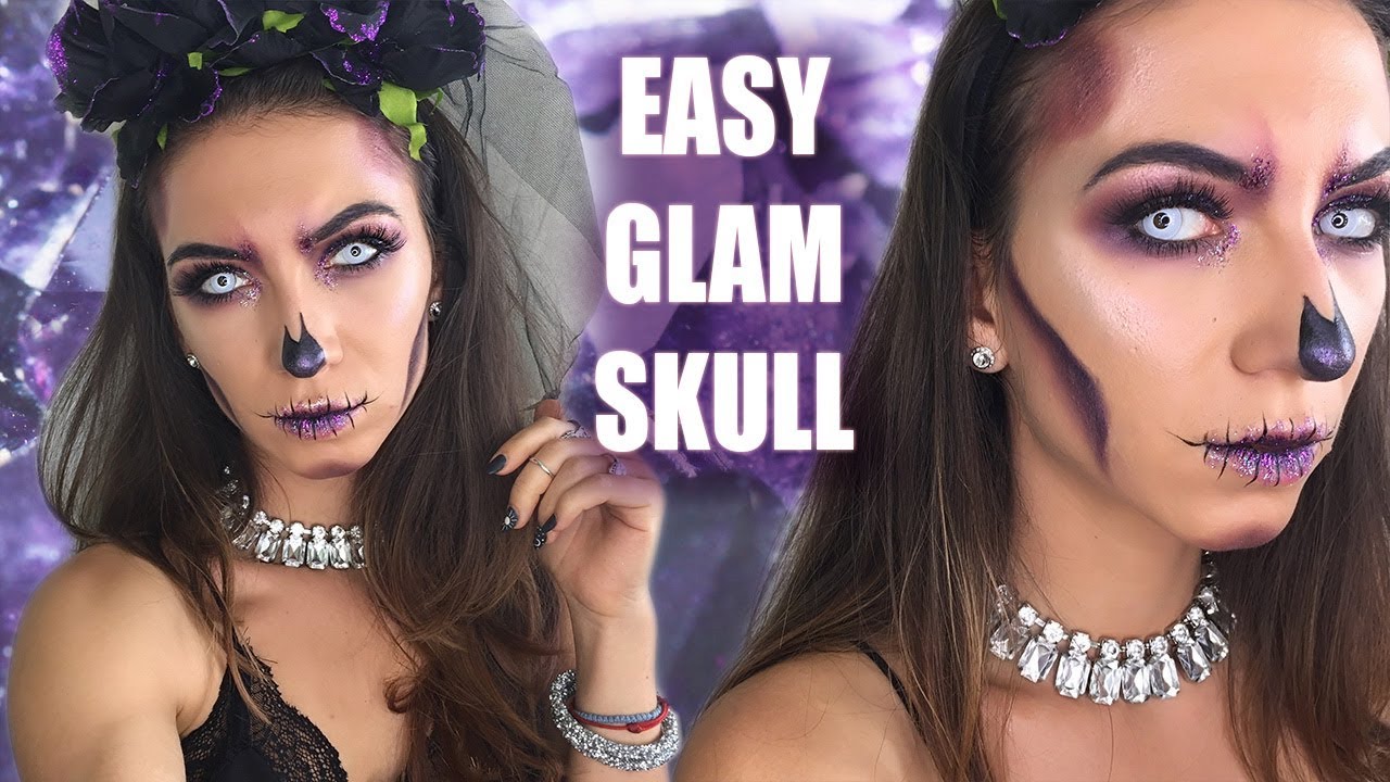 ЛЕСЕН ГРИМ ЗА ХЕЛОУИН | Glitter Skull Makeup 