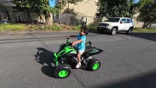 Yamaha Raptor 700r 12v ride on atv unboxing and First ride