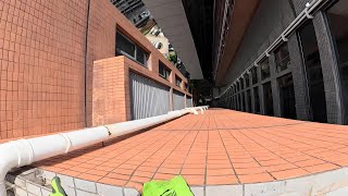 The air conditioner unit is completely hidden from view through the blinds.