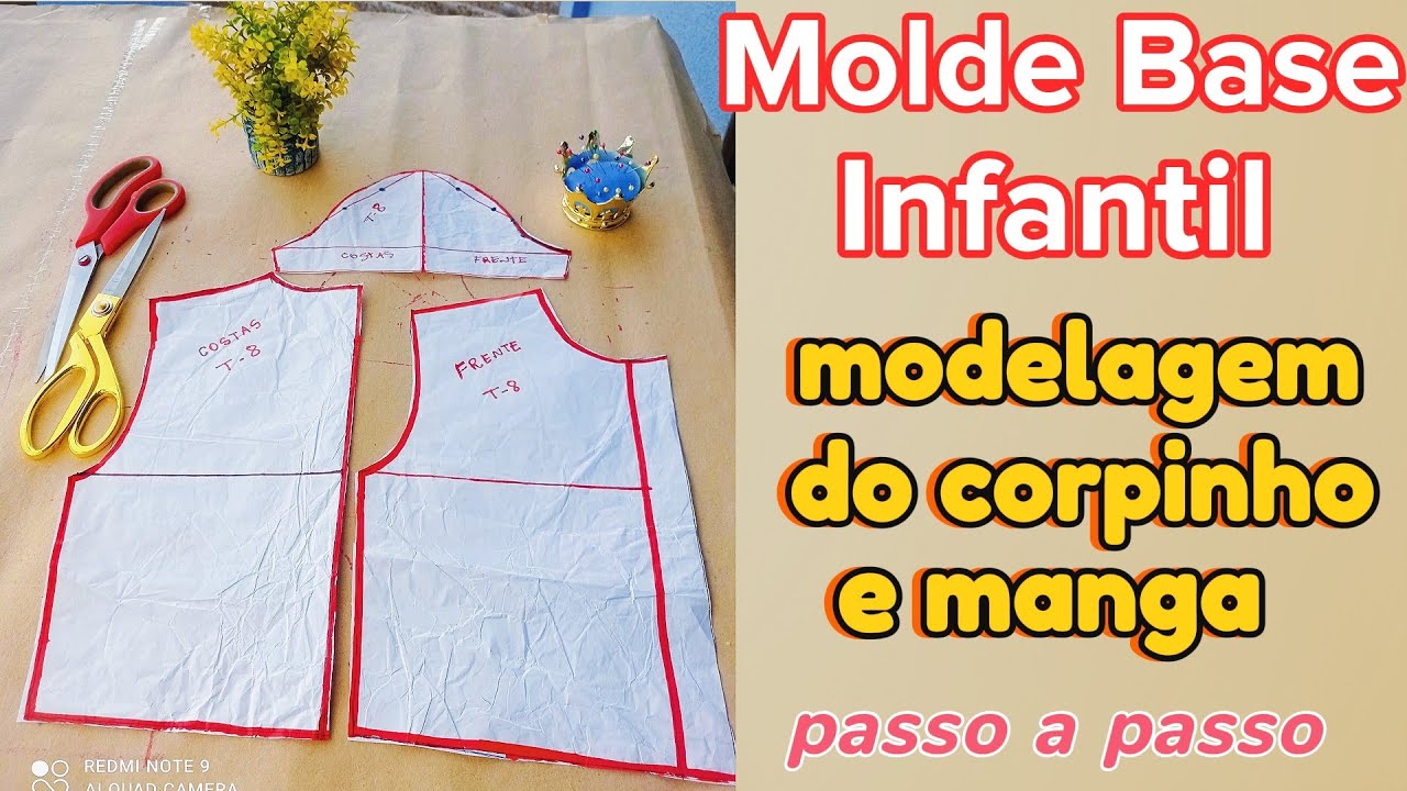 Como fazer molde infantil..tutorial da modelagem do corpinho e manga..#modelagem#modainfantil