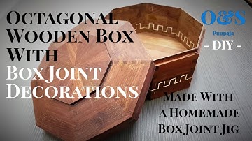 Octagonal Wooden Box With Finger Joint Decorations