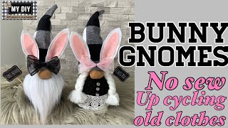 NO SEW GNOME DIY | BUNNY GNOME| BUFFALO CHECK GNOME | UPCYCLE OLD CLOTHES!