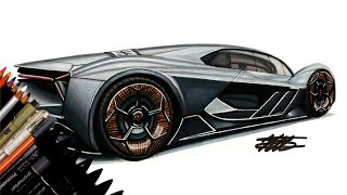 Realistic Car Drawing - Lamborghini Terzo Milennio - Time Lapse