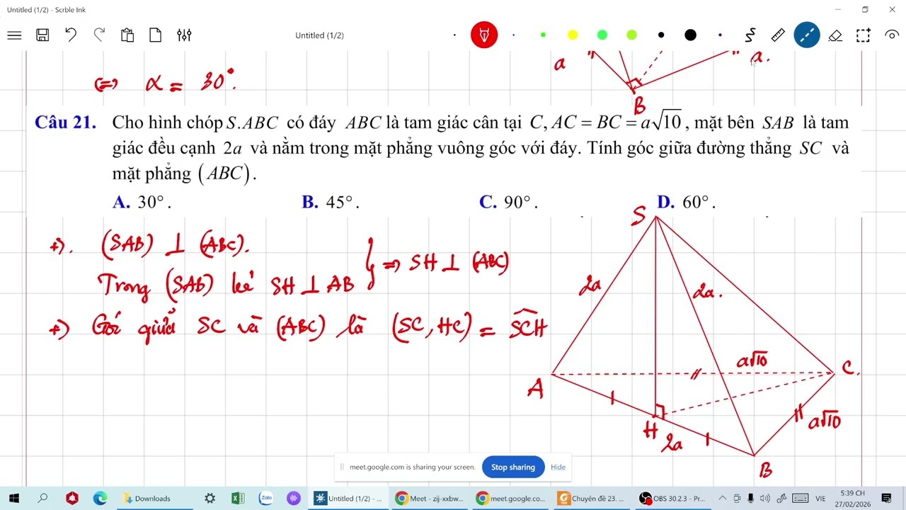HÌNH HỌC 11: GÓC GIỮA ĐƯỜNG THẲNG VÀ MẶT PHẲNG NÂNG CAO