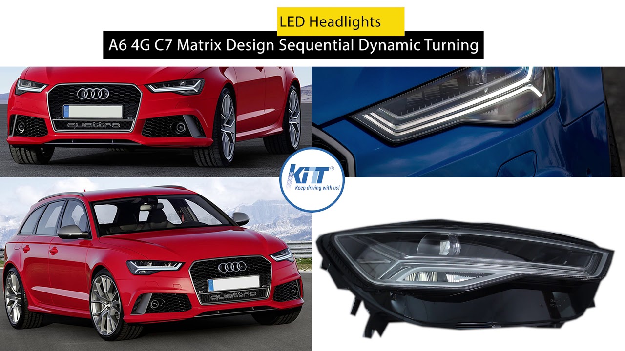 Full LED Headlights Audi A6 4G C7 Facelift Matrix Design Sequential Dynamic Turning Lights by - YouTube