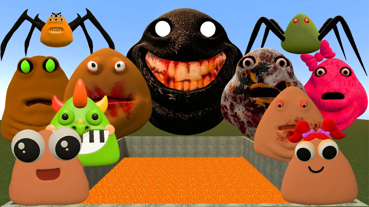 🌋 SPARTAN KICKING POU BOU FAMILY FROM BOU'S REVENGE Of POU and SPRUNKI POU in LAVA HOLE Garry's Mod!