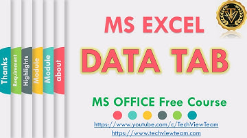 #25 MS EXCEL DATA TAB | MS OFFICE COURSE | TechView Team