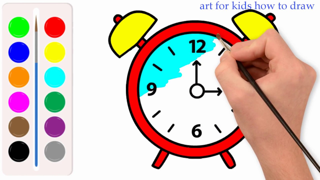 How to Draw Alarm Clock for Kids  Alarm Clock Drawing and Coloring Pages