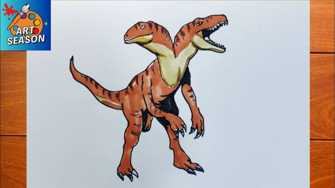 How to Draw Two Headed Raptor from Jurassic World Rebirth - YouTube