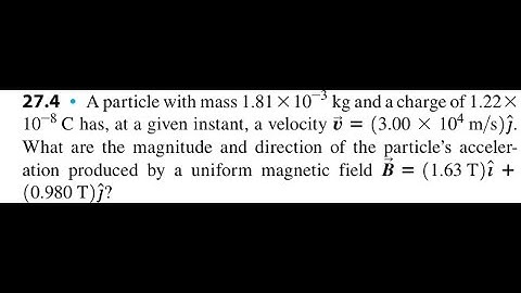 A particle with mass 1.81 10 kg and a charge of 1.22 10-8 C has, at a given instant, a velocity (