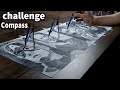 Challenge  use compass to draw many drawings on one sheet of paper