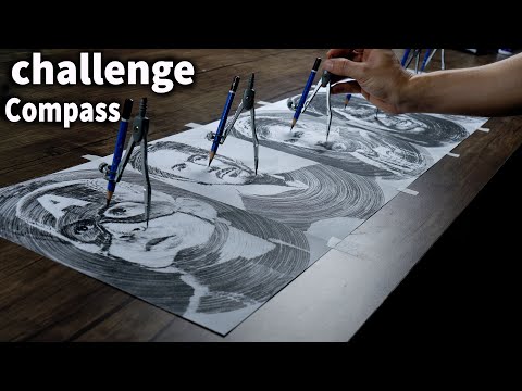 CHALLENGE | Use Compass To Draw Many Drawings On One Sheet Of Paper