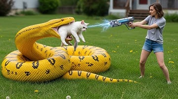 Cat in Danger! 🐱 Giant Python Attack Stopped by Brave Girl 🐍