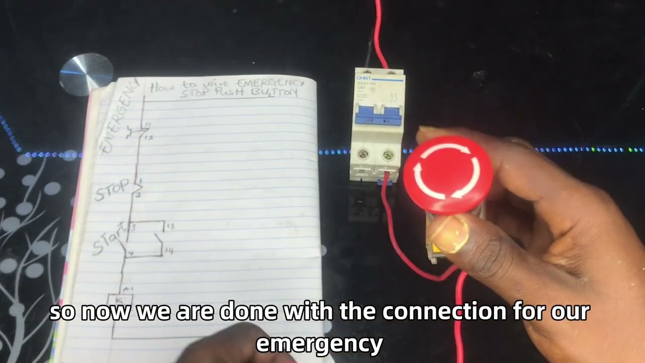 How to wire Emergency stop push button with contactor